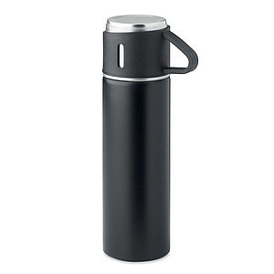 SUNA Termoska z nerezové oceli s hrnkem, 420 ml, černá