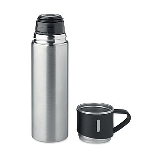 SUNA Termoska z nerezové oceli s hrnkem, 420 ml, stříbrná