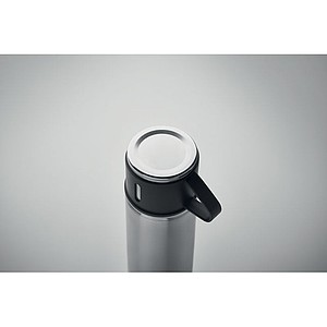 SUNA Termoska z nerezové oceli s hrnkem, 420 ml, stříbrná