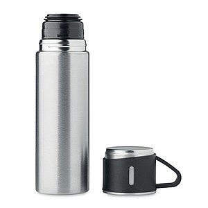 SUNA Termoska z nerezové oceli s hrnkem, 420 ml, stříbrná