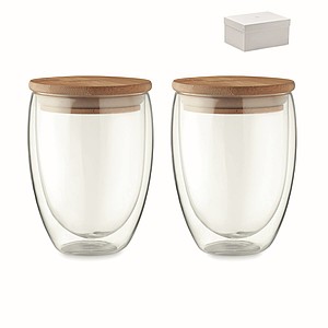 Súprava dvoch dvojstenných pohárov s viečkom, 350 ml