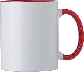 SUPREME Keramický hrnek k sublimaci, 300 ml, bílý s červeným vnitřkem a uchem