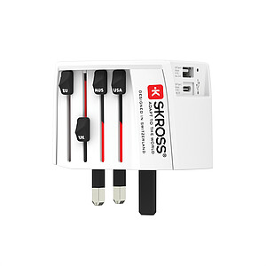 Světový cestovní adaptér MUV 2-pólový s USB A a C, bílá