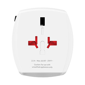 Světový cestovní adaptér MUV 2-pólový s USB A a C, bílá