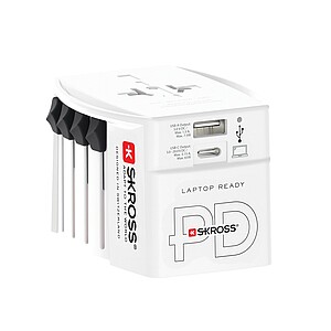 Svetový cestovný adaptér MUV 65W PD s USB C káblom, biela