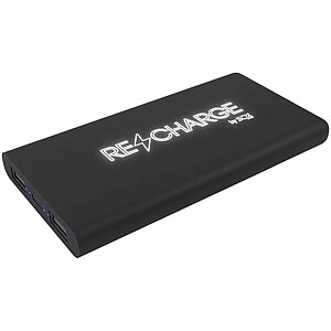 Svietiaca pogumovaná bezdrôtová powerbanka s kapacitou 10 000 mAh, čierna