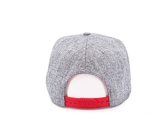 TAMURA Šestipanelová kšiltovka s vyztuženým čelem a plochým kšiltem, šedý melír/červená