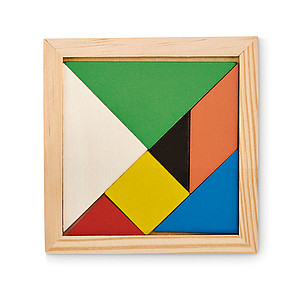 TANGRAM Barevné dřevěné puzzle tangram, 7 dílků - ekologické reklamní předměty