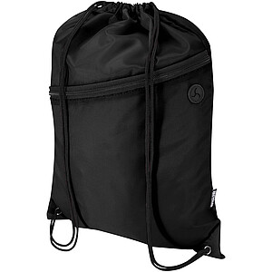 Taška Oriole z materiálu RPET se stahovací šňůrkou a přední kapsou na zip, objem 5 l, černá