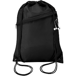 Taška Oriole z materiálu RPET se stahovací šňůrkou a přední kapsou na zip, objem 5 l, černá