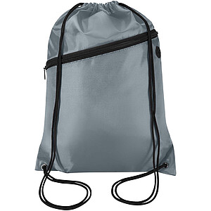 Taška Oriole z materiálu RPET se stahovací šňůrkou a přední kapsou na zip, objem 5 l, šedá
