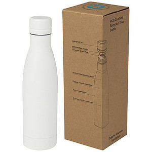 Termo fľaša na pitie, 500ml, z recyklovanej nerezovej ocele, biela