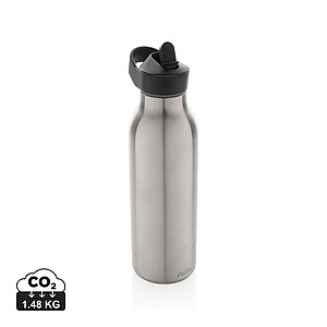 Termo fľaša na pitie s slamkou, 500ml, strieborná