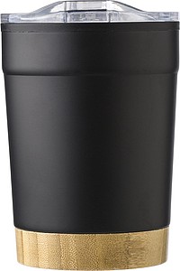 Termohrnček 300 ml, s bambusovým dnom, čierny
