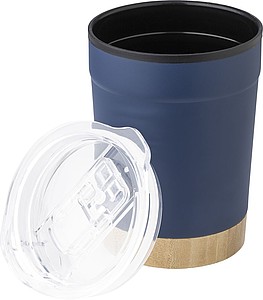 Termohrnček 300 ml, s bambusovým dnom, modrý