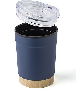 Termohrnček 300 ml, s bambusovým dnom, modrý