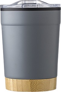 Termohrnček 300 ml, s bambusovým dnom, sivý