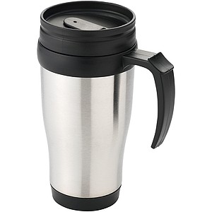 Termohrnček s uškom a objemom 0,35 l, strieborná
