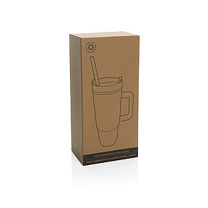 Termohrnek s brčkem na pití, 750 ml, černý