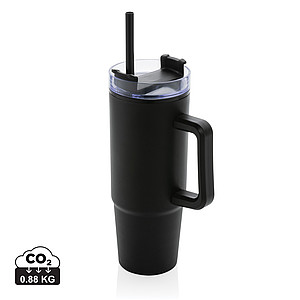 Termohrnek s brčkem na pití, 750 ml, černý