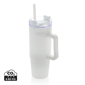 Termohrnek s brčkem na pití, 900ml, bílý