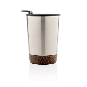 Termohrnek s korkovým dnem, 300ml, stříbrný