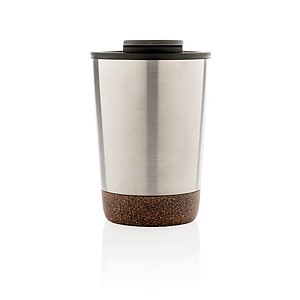 Termohrnek s korkovým dnem, 300ml, stříbrný
