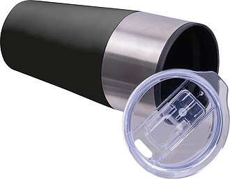 Termohrnek s plastovým vnitřkem 600 ml, černá