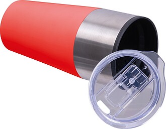 Termohrnek s plastovým vnitřkem 600 ml, červená