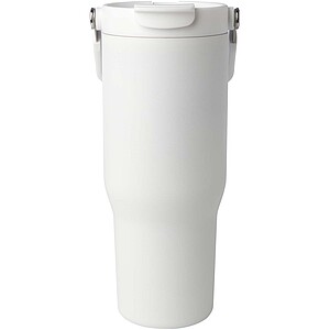 Termohrnek s vakuovou a měděnou izolací 900 ml z recyklované nerezové oceli s víčkem s dvojitou funkcí, bílá