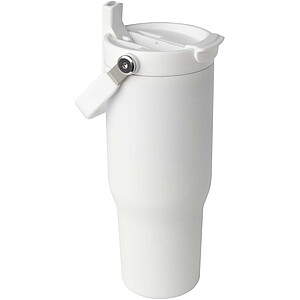 Termohrnek s vakuovou a měděnou izolací 900 ml z recyklované nerezové oceli s víčkem s dvojitou funkcí, bílá