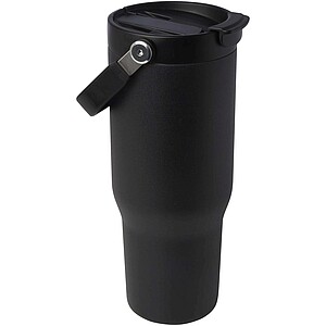 Termohrnek s vakuovou a měděnou izolací 900 ml z recyklované nerezové oceli s víčkem s dvojitou funkcí, černá
