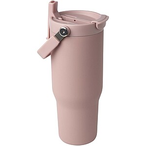 Termohrnek s vakuovou a měděnou izolací 900 ml z recyklované nerezové oceli s víčkem s dvojitou funkcí, jemně růžová