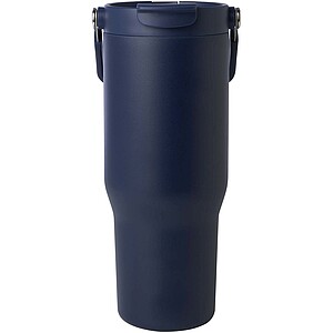Termohrnek s vakuovou a měděnou izolací 900 ml z recyklované nerezové oceli s víčkem s dvojitou funkcí, námořní modrá