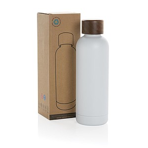 Termoska z recyklované oceli, objem 500 ml, bílá