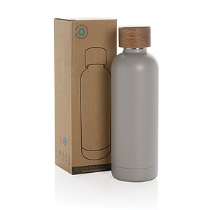 Termoska z recyklované oceli, objem 500 ml, šedá