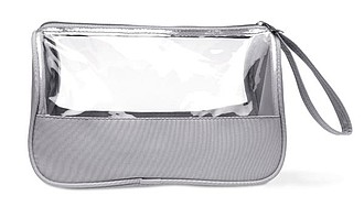 Transparentná PVC toaletná taška, sivá