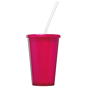 Transparentní dvouvrstvý kelímek, 350ml, růžový