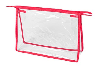 Transparentní kosmetická taška s červeným lemem