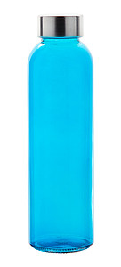 Transparentní láhev na pití, 500ml, s kovovým víčkem, modrá