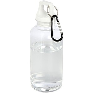 Transparentní láhev na pití s karabinou, 400ml, bílá