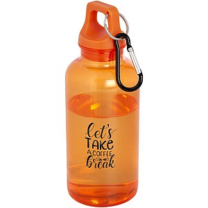 Transparentní láhev na pití s karabinou, 400ml, oranžová