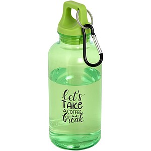 Transparentní láhev na pití s karabinou, 400ml, zelená