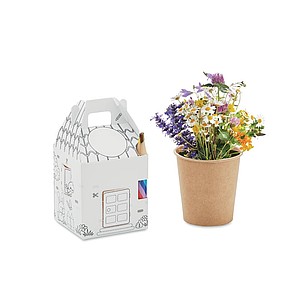 TRASIN Dětská pěstební sada se semínky květin a dřevěnou vícebarevnou pastelkou - reklamní pastelky
