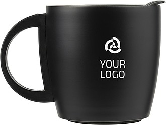 TRIMO Dvoustěnný nerezový termohrnek s víčekm, objem 350ml, černá