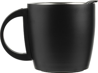 TRIMO Dvoustěnný nerezový termohrnek s víčekm, objem 350ml, černá