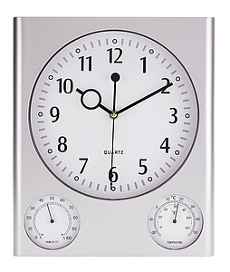TURMA Nástěnná meteostanice, stříbrná - hodiny s vlastním potiskem