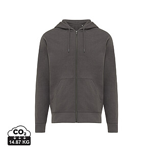 Unisex mikina na zips s kapucňou Iqoniq Abisko, antracitová, veľkosť XXS