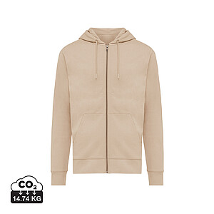 Unisex mikina na zips s kapucňou Iqoniq Abisko, béžová, veľkosť XXS
