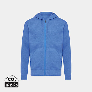 Unisex mikina na zips s kapucňou IQONIQ Abisko, veľkosť XXS, modrý melír